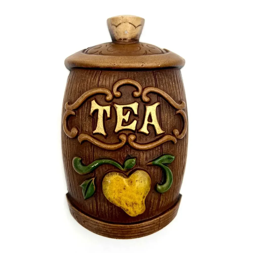 Vintage 1967 Sexton Kitchen Clock Tea Coffee Sugar Flour Canister Wall Decor Set